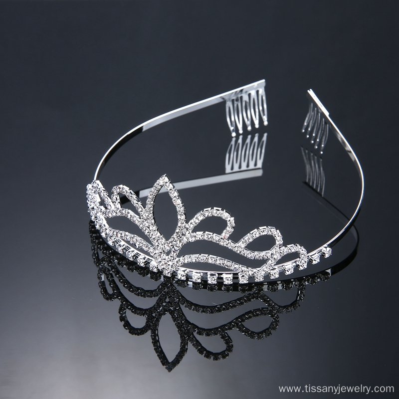 Crystal Tiara Wedding Crown Silver Plated