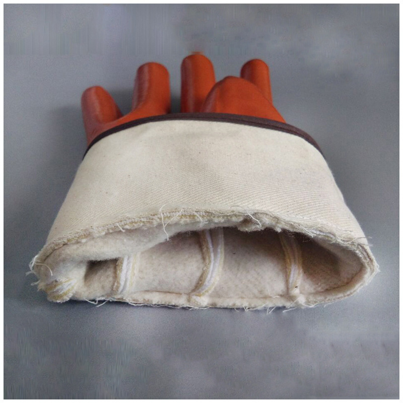 Brown PVC coated gloveswarm liner safety cuff