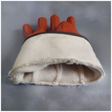 Brown PVC επικαλυμμένη γάντια με μανσέτα ασφαλείας επένδυσης