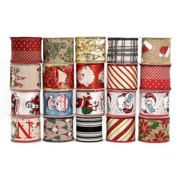 Customized Printed Wholesale Christmas Wired Edge Ribbon 2.5 Inch High Quality