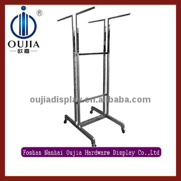 fashionable rolling shop display furniture/metal rolling garment racks
