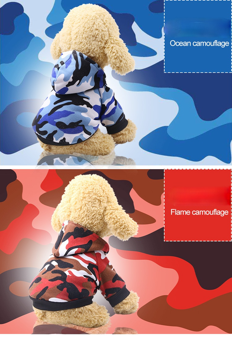 Dog Clothes Autumn Winter New Camouflage Clothes Stain resistant and Handsome Pet Clothes Cat New Two-legged Hoodies