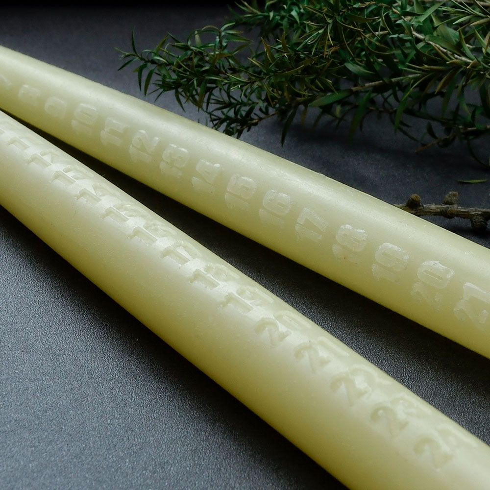 Natural Eco Friendly Beeswax Tapers With Printed Numbers