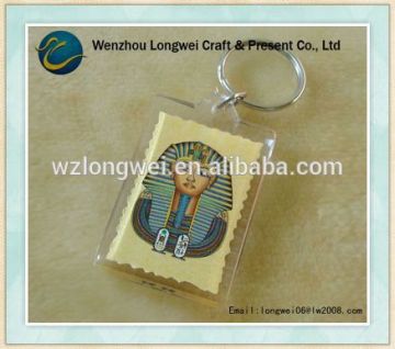 indian style plastic personalized key chain/photo key chain