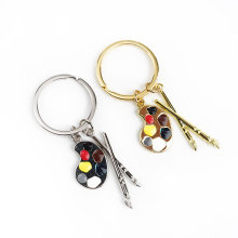 Art Student Gift: Creative Palette Keyring Pendant with Drawing Brush and Painting Key Chain