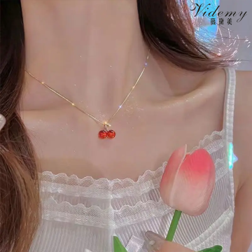 Cherry Element Necklace Earring Set