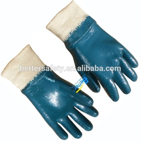 cotton jersey coated Blue Nitrile Coated Glove , Hand Gloves