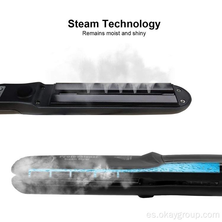 Plancha de hierro enderezando la plancha de pelo de vapor