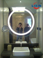Wall shower anti fog fogless illuminated bathroom mirror, light up shower mirror for hotel used