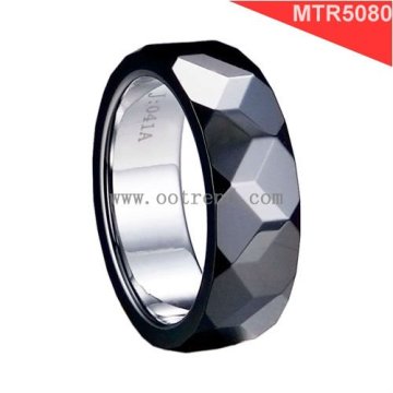 faceted men rings,scratch proof tungsten and ceramic rings