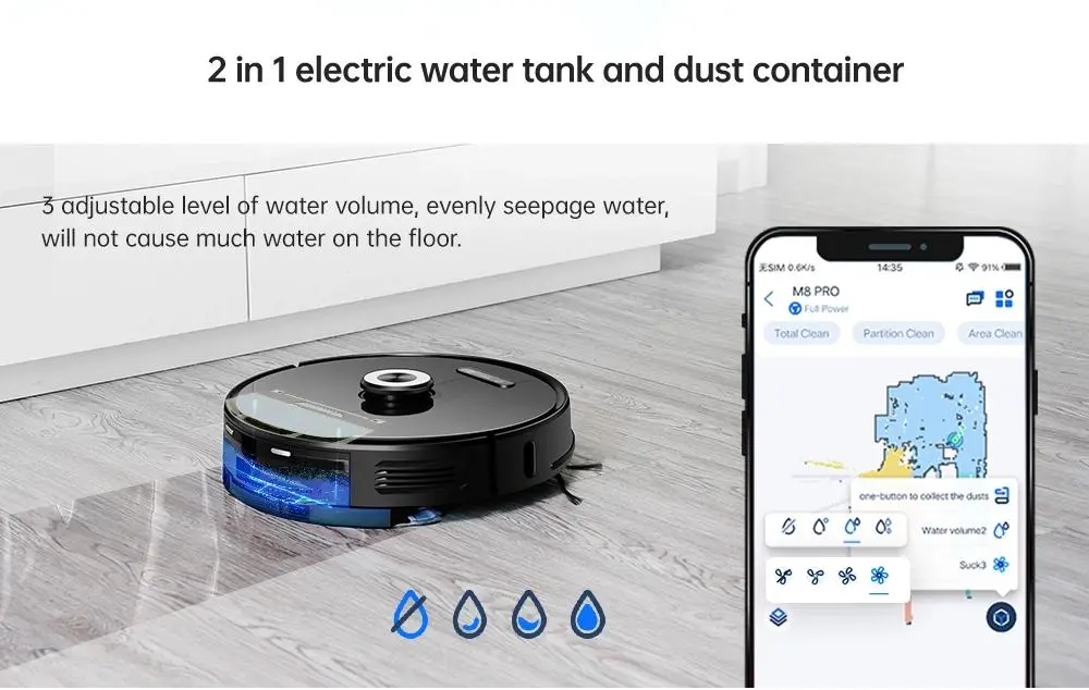 Hand Free Robot Cleaner with Self-Emptying