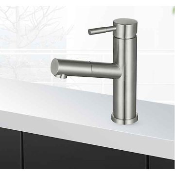 Stainless-steel mixer bathroom brushed pull out basin faucet