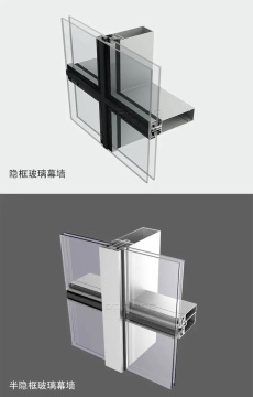 Semi-hidden framing glass curtain wall profiles