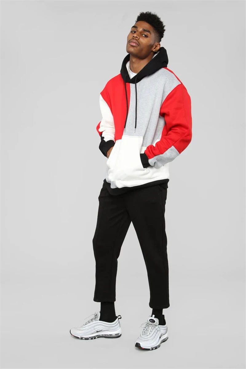 New Multicolor Stitching Loose Fashion Street All-Match Hoodie