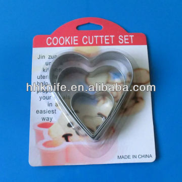 3 pcs heart shape cookie cutter set