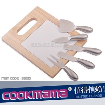 cheese tools with ceramic and rubber wood cutting board