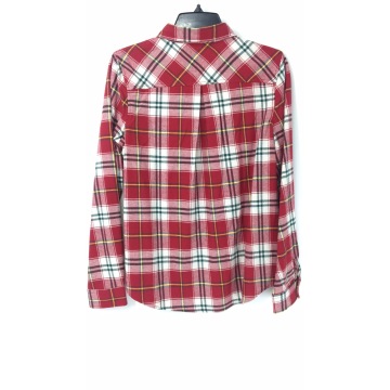 Women's Red and White Check Flannel Shirt