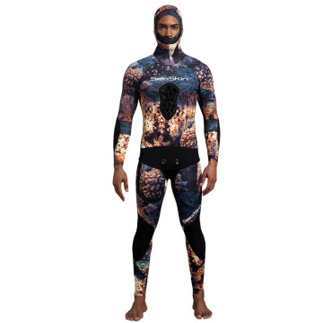 Seaskin deux pièces hommes camouflage Spearfishing wettSuits