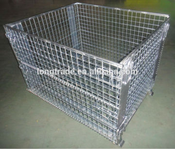 Mesh box pallet Folding steel wire mesh storage cage pallet container China