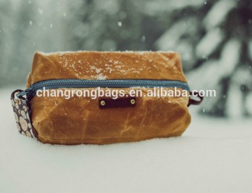 personalized and high quality women's waxed canvas toiletry bag , waxed cotton canvas pouches , travel kits for ladies