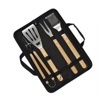Wooden Handle BBQ Tools Set With Carry Bag