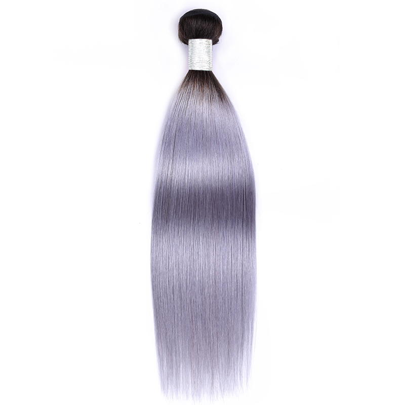 Human Hair Weaving Bundles Remy Hair Brazilian Hair Silky Straight Wave Machine Grey New Arrival Ombre Color 1b 8A Grade