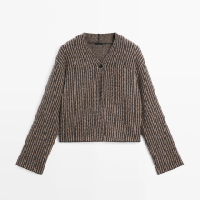 Women's striped short cardigan