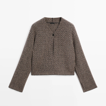 Women's striped short cardigan