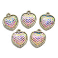 Hot Popular Mixed Color 100Pcs/lot 16MM Mermaid Charms Mermaid Fish Scale Heart Pendants For Jewelry Bracelet Necklace Mak