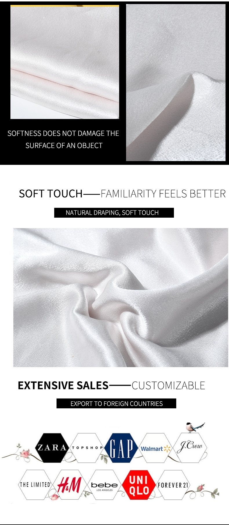white 100% polyester Eight Satins fabric