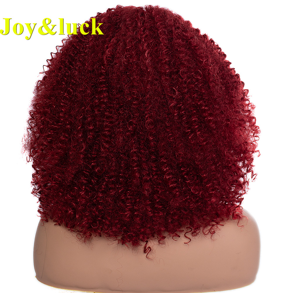 Ladies Hair For Women Wholesale Wig With Bangs Free Part Adjustable Band Black Color Afro Kinky Curly Short Synthetic Hair Wig