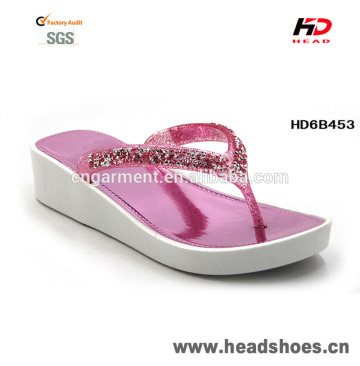 Wholesale new design slippers fashion women wedge platform flip flops HD6B453