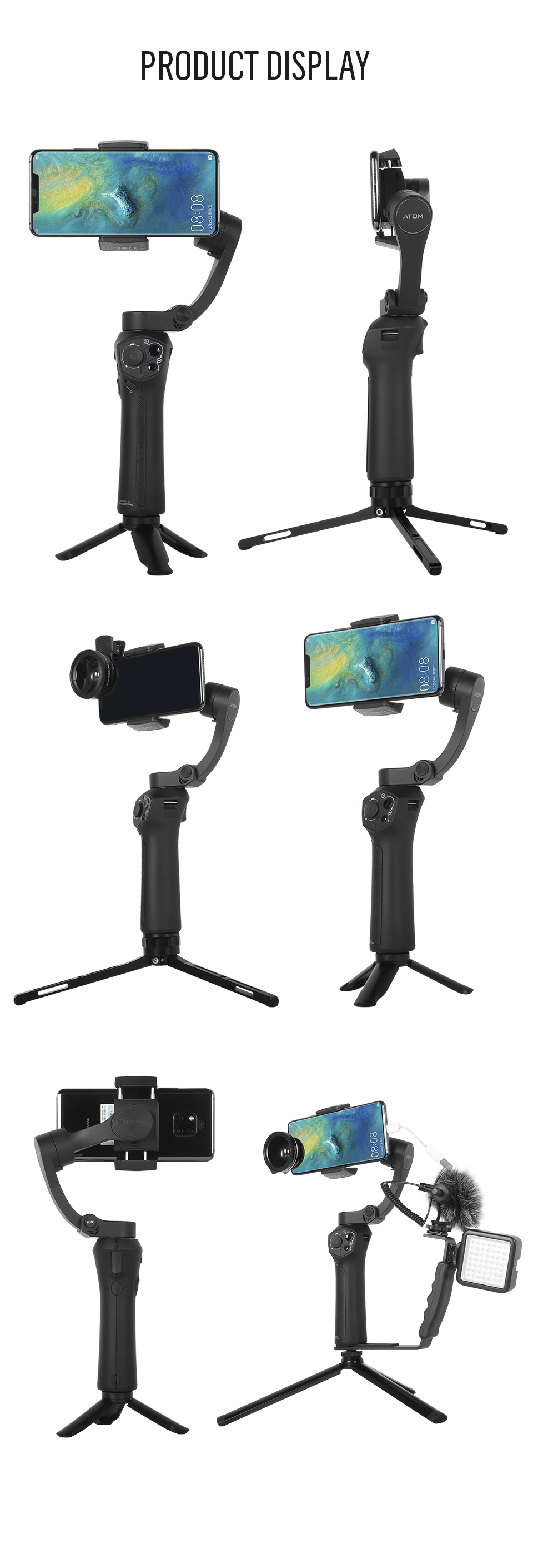 Hot Sale Snoppa Atom Pocket Sized 3 Axis Phone Handheld Gimbal Camera Stabilizer for iPhone Android Smartphone