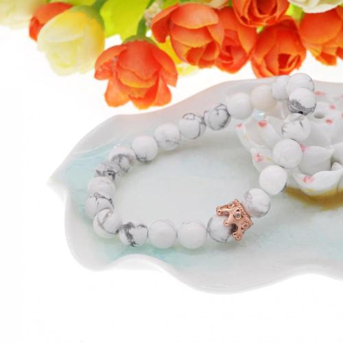 Cheap Wholesale Howlite Rose Gold Crown Bracelet For Fashion