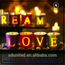 Hot selling fashion design electroplating glass candle jar