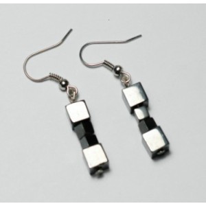 Pendiente Hematite con hallazgo de color plata