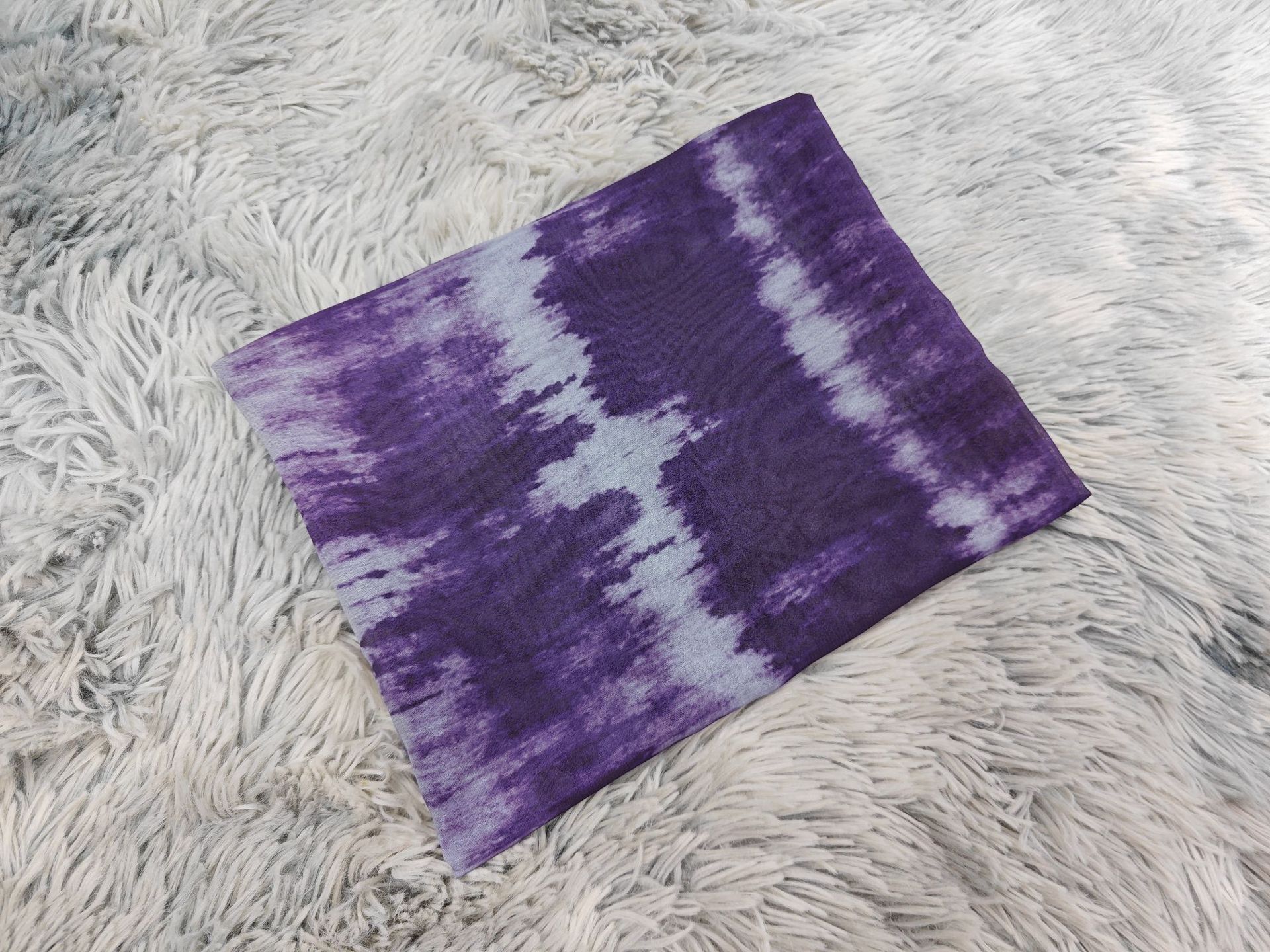 ست حجاب اپن ابایا با رنگ بنفش MQ269 (11) Purple Tie-Dye Open Abaya Matching Hijab Set MQ269 (11)