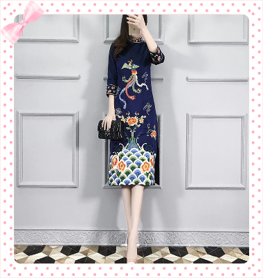 Hand-borduurwerk Cheongsam-jurk Hand Embroidery Cheongsam Dress