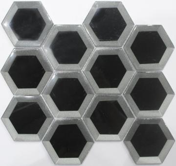 Silver and Black Hexagon cold spraying Mosaic