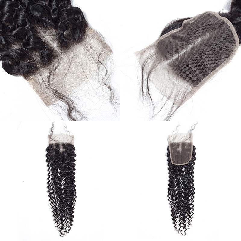 Hair Lace Closure Middle Part Deep Wave Tangle Free Sample Virgin Indian Real Mink Remy Hair Hair WEAVING Machine Double Weft