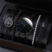 Cheap Stylish 5PCS Watch Gift Set - Minimalist Mesh Geneva Watch and Bracelet Set for Men