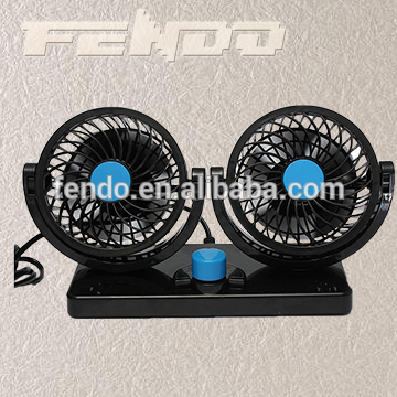 twin head 4inch mini car fan usb dual heads car cooling fan