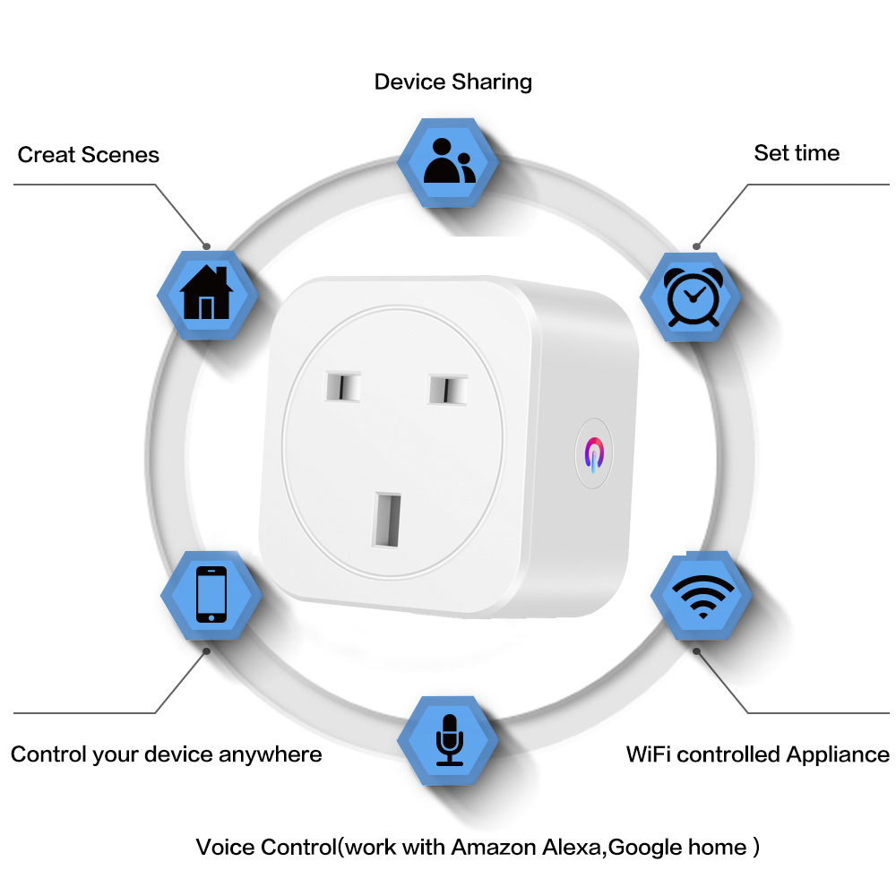 Chaoran OEM Design Smart Home Google Home Amazon Alexa Smart WiFi UK Socket