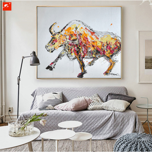 Handmade Wall Art Cartoon Water Buffalo Painting