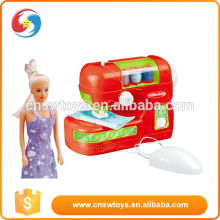 High quality lovely present colorful plastic sewing machine with doll toy