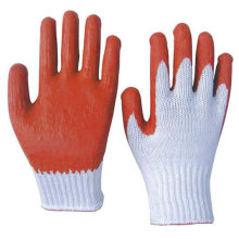 Белые хлопковые рабочие перчатки с латексным покрытием