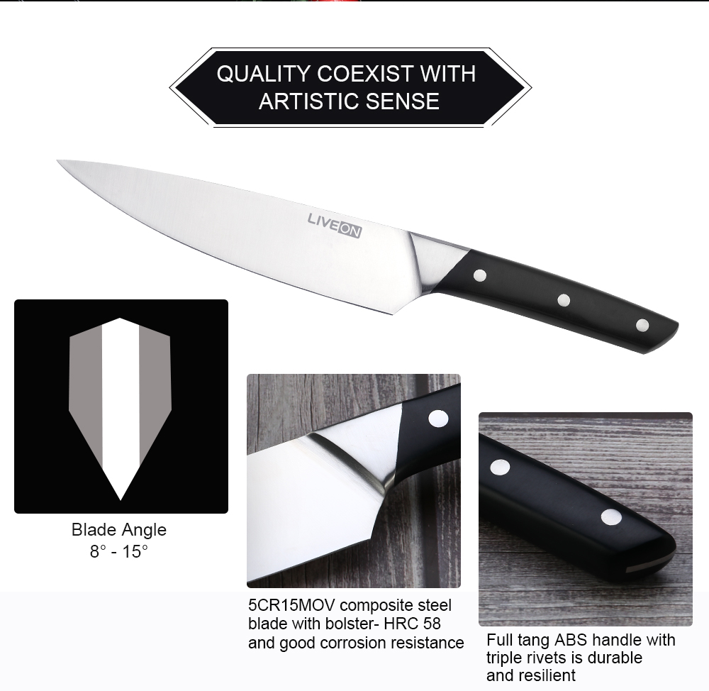 Cuchillo de cocina de acero inoxidable de 8 &#39;&#39;