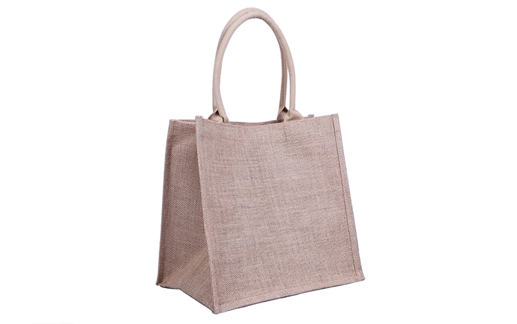 Wholesale Custom Embroidered Eco-Friendly Burlap Shopping Grocery Recycled Tote Beach Jute Bag with Cotton Handle