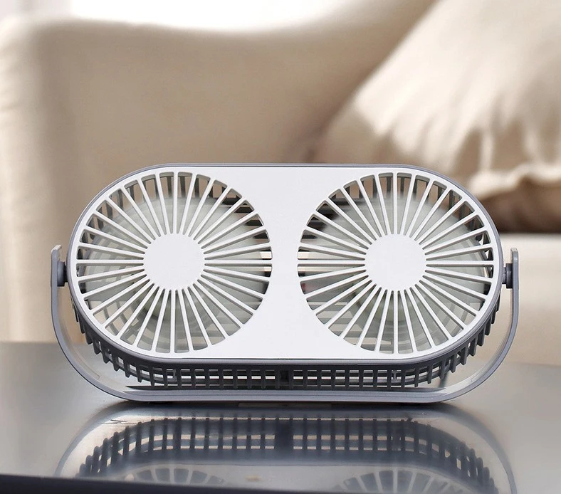 Double Head and Double Leaf Fan Desktop Fan