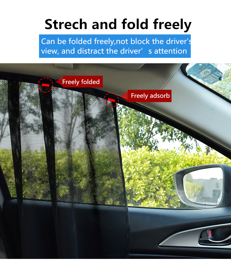 Fast delivery automatic nylon mesh sunshades strong magnetic roller plastic car curtains